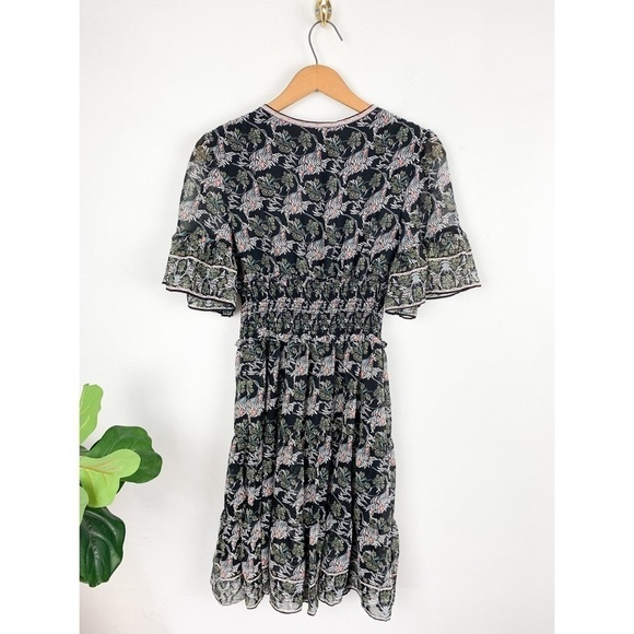 NWT Max Studio Floral Flutter Sleeve Tiered Dress Sz XS - Picture 2 of 8